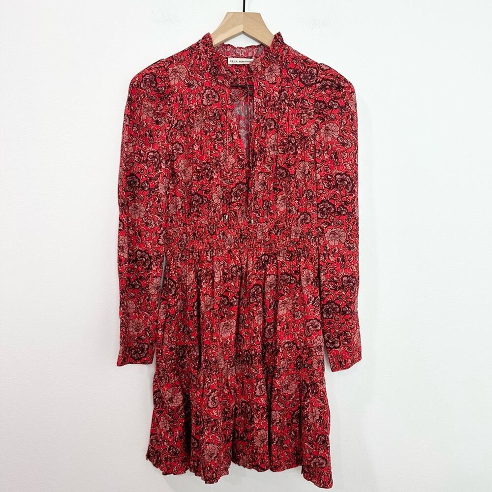 Ulla Johnson Liv Poppy Floral Dress Split V-neck Mini Dress size 0 - Picture 2 of 5